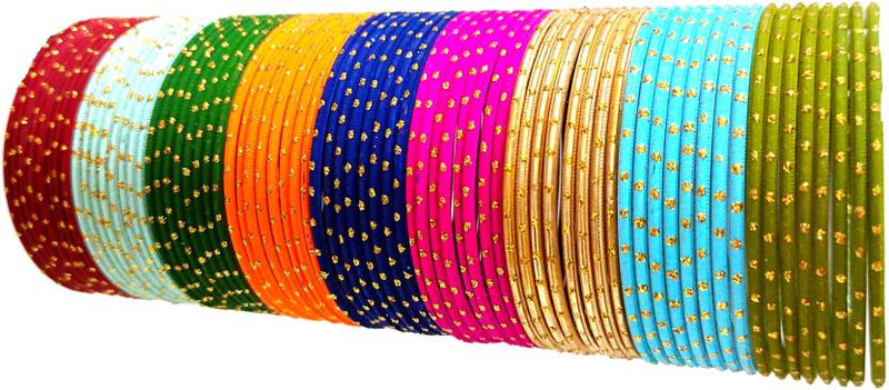 Multicolor Metal Doted Bangle Set for Girls (24pcs)