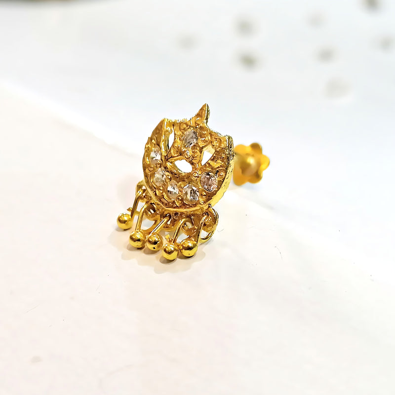 Handcrafted Half Moon & Star NosePin (Gold Plated)