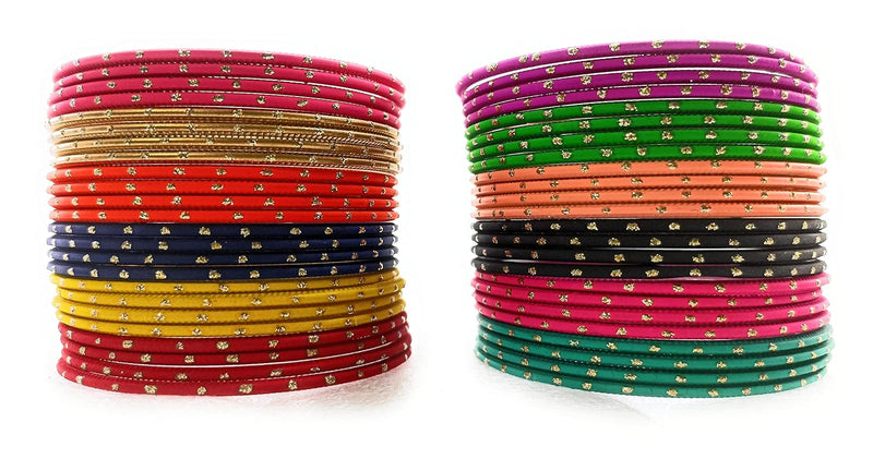 Multicolor Metal Doted Bangle Set for Girls (24pcs)