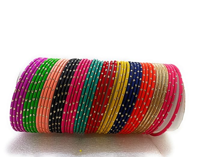 Multicolor Metal Doted Bangle Set for Girls (24pcs)