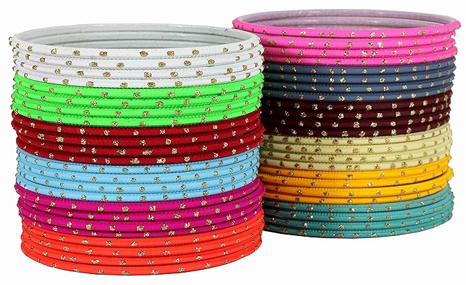Multicolor Metal Doted Bangle Set for Girls (24pcs)