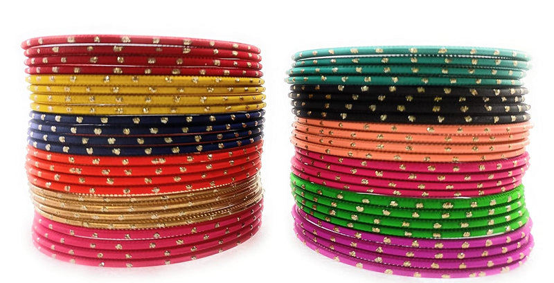 Multicolor Metal Doted Bangle Set for Girls (24pcs)