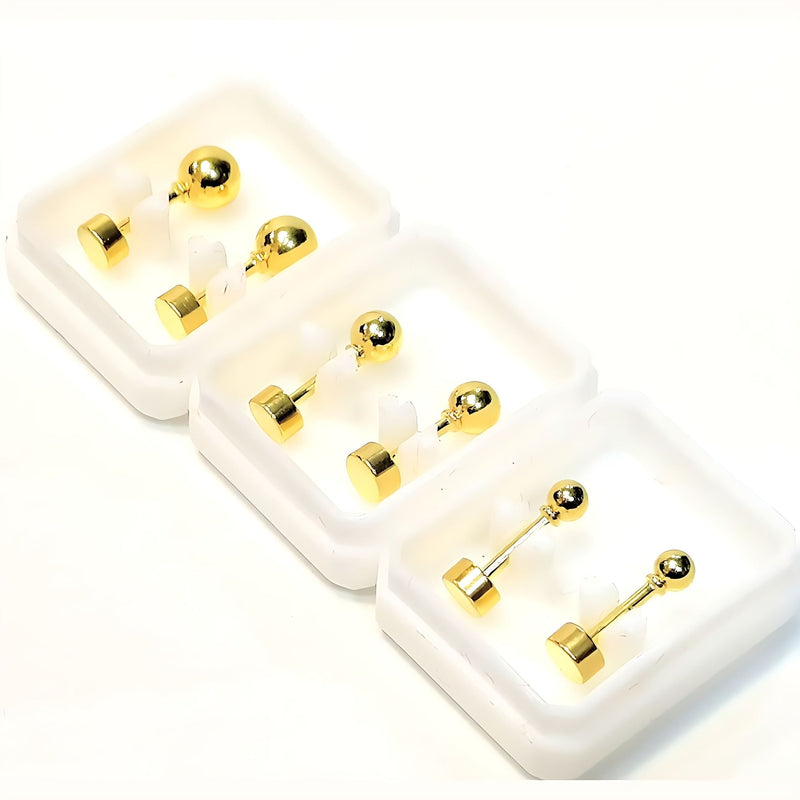 Mini Balls Stud Earrings set (Gold Plated) 3Pairs