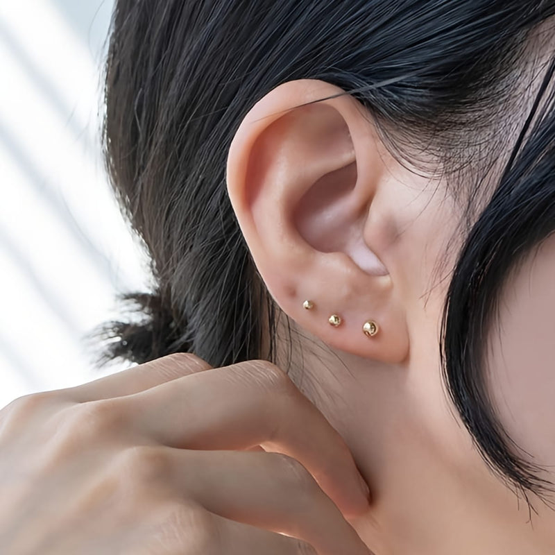 Mini Balls Stud Earrings set (Gold Plated) 3Pairs