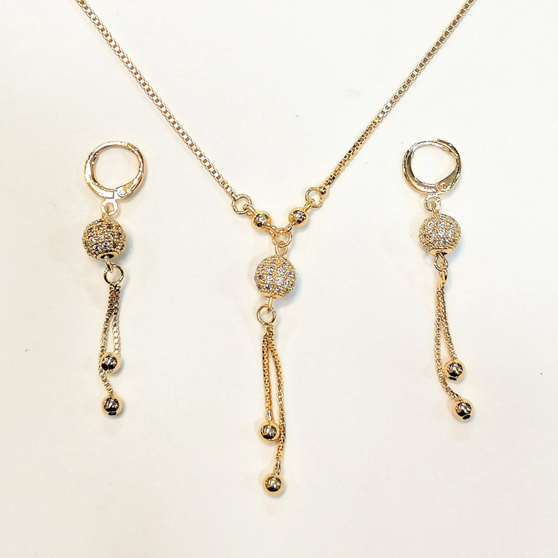 Fancy Gold-Plated Ball Set with Earrings