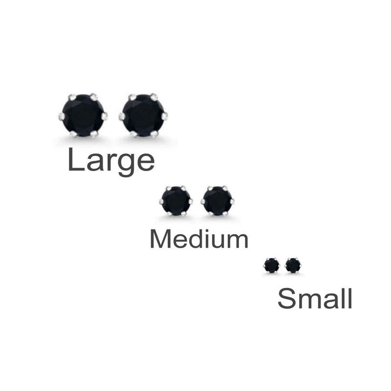 BLACK 3Pairs 100% Chandi Ear Studs/Tops Set