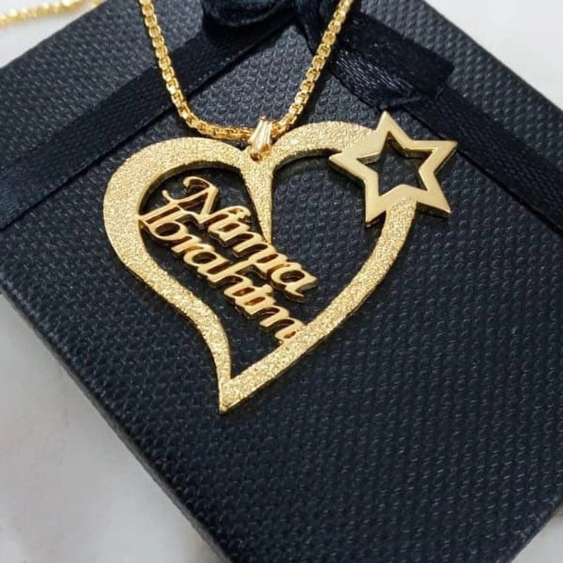 Heart Star Customized Name Gold/Silver Plated Locket