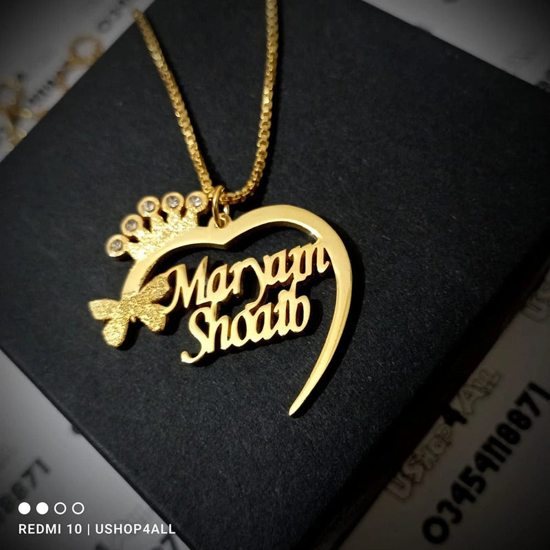 Crown Heart Customized Name Gold/Silver Plated Locket