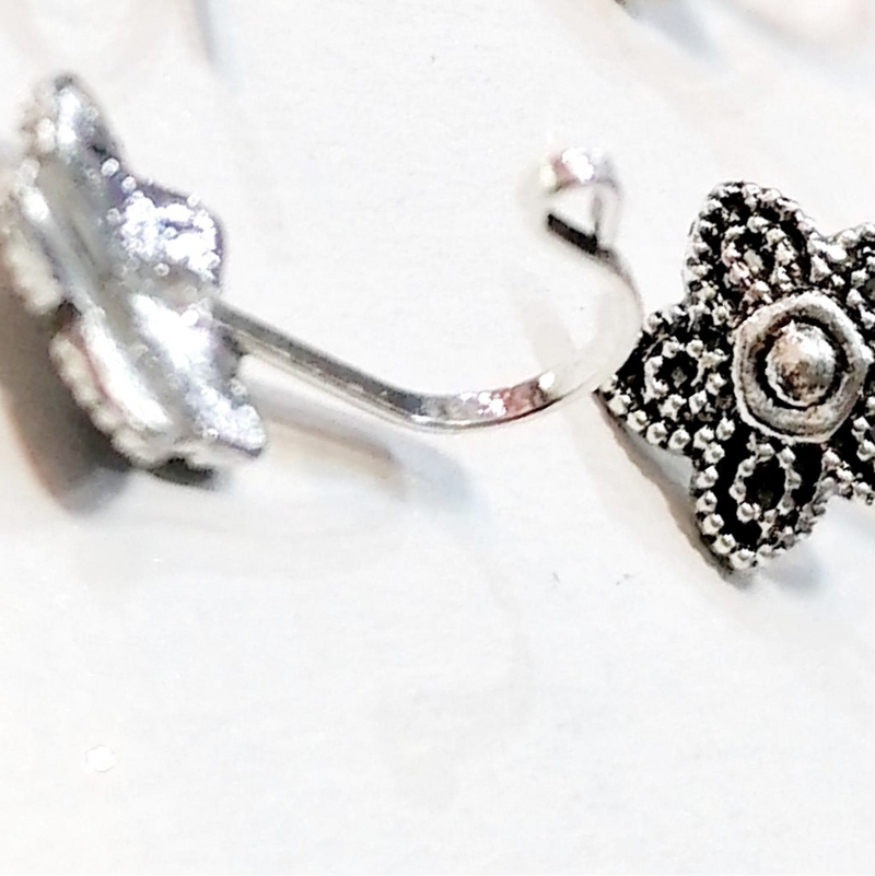 Oxidize Flower  NoseClip for Girls - Silver (1Pc)