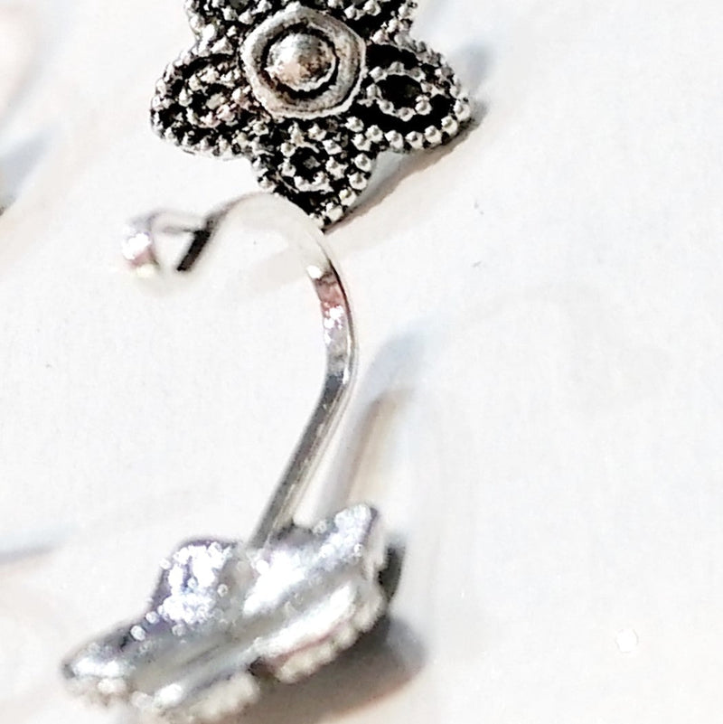 Oxidize Flower  NoseClip for Girls - Silver (1Pc)