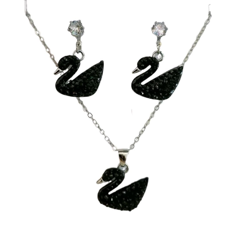 Black Duck Pendant Set with EarStuds