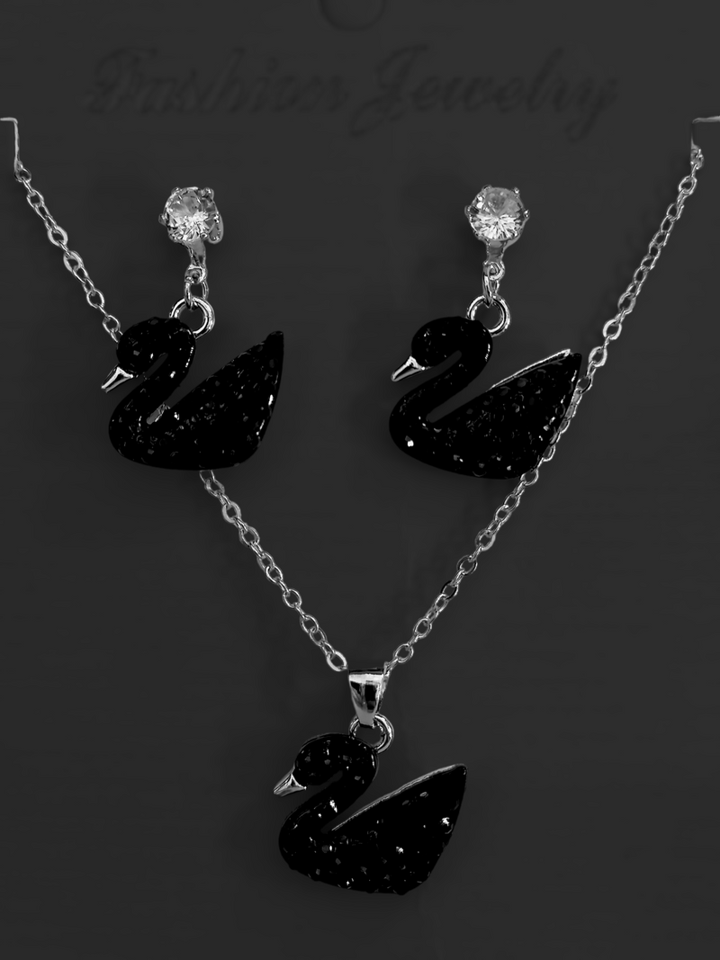 Black Duck Pendant Set with EarStuds
