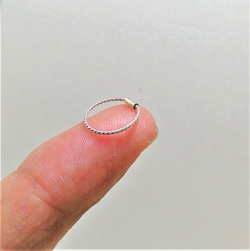 Mini Twisted Silver hoop earrings 6mm 8mm 10mm (100% Chandi) 1Pair