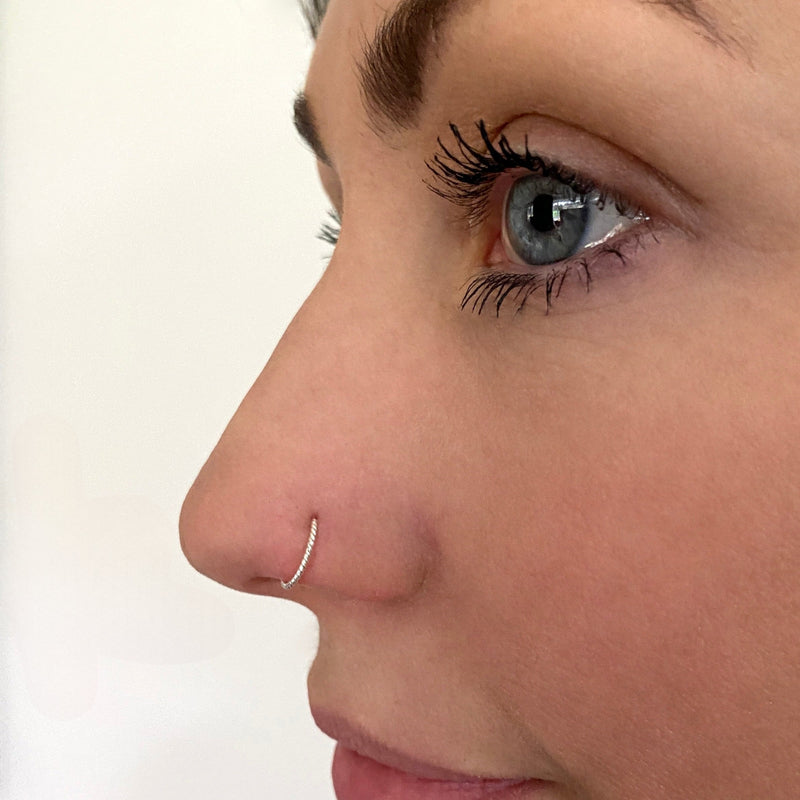 Mini Twisted Silver hoop earrings 6mm 8mm 10mm (100% Chandi) 1Pair