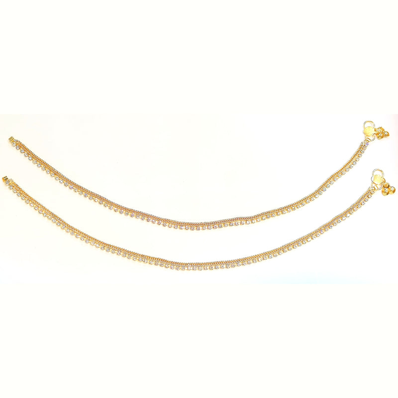 Golden Payal Stunning Stone Anklet for Girls & Women (Pair)