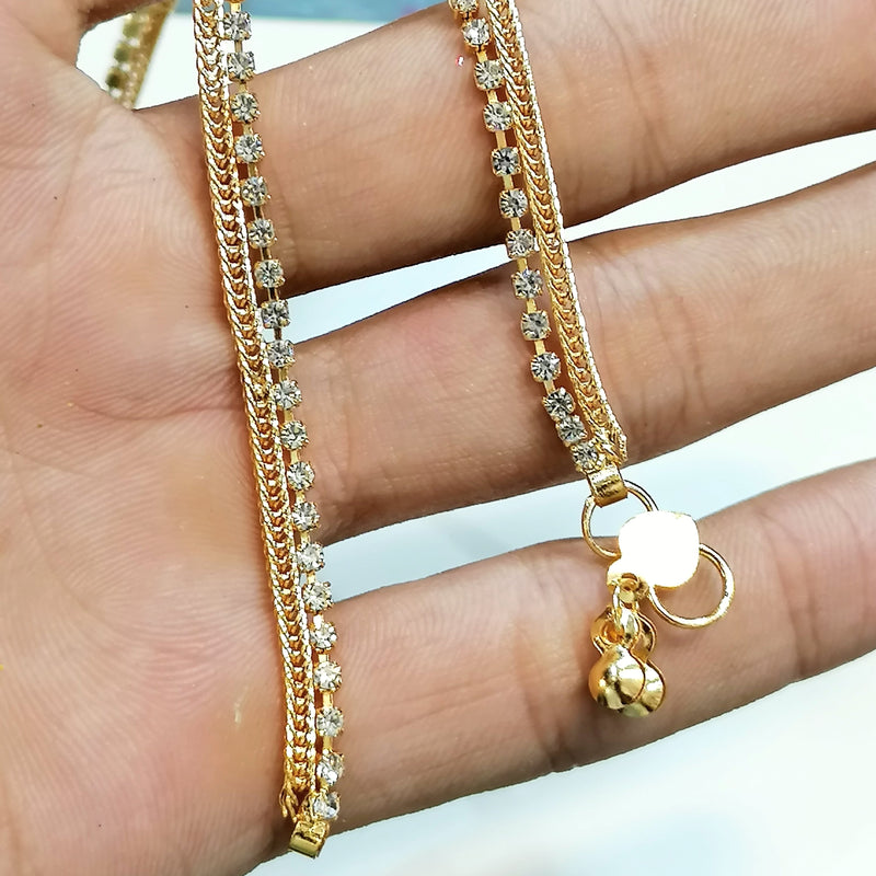 Golden Payal Stunning Stone Anklet for Girls & Women (Pair)