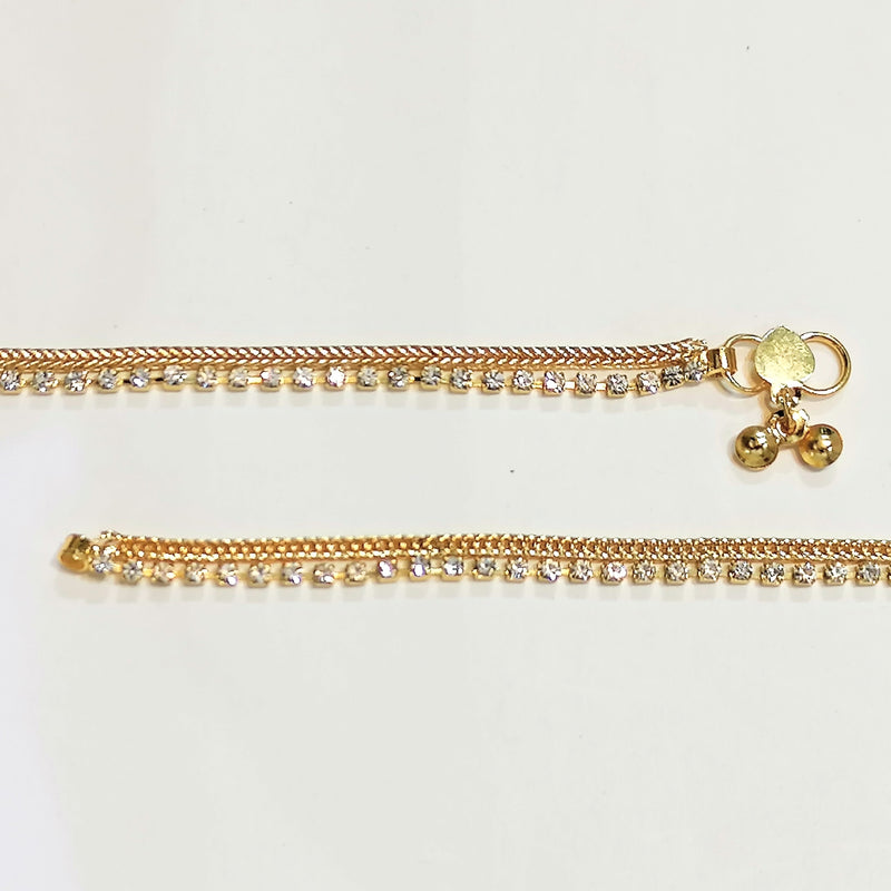 Golden Payal Stunning Stone Anklet for Girls & Women (Pair)