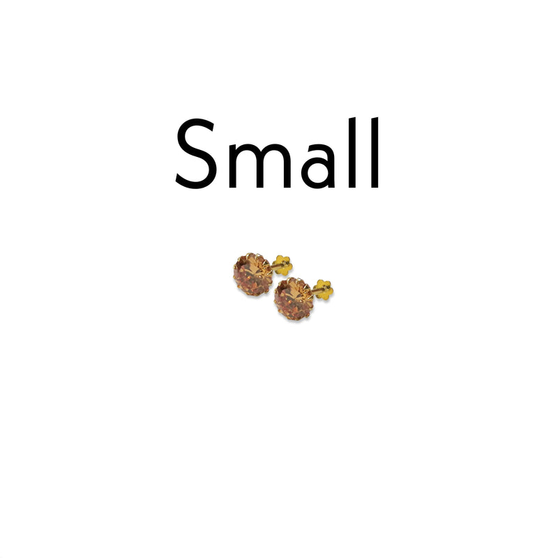 Champagne Stone Stud Earrings (Gold Plated) 3Pairs
