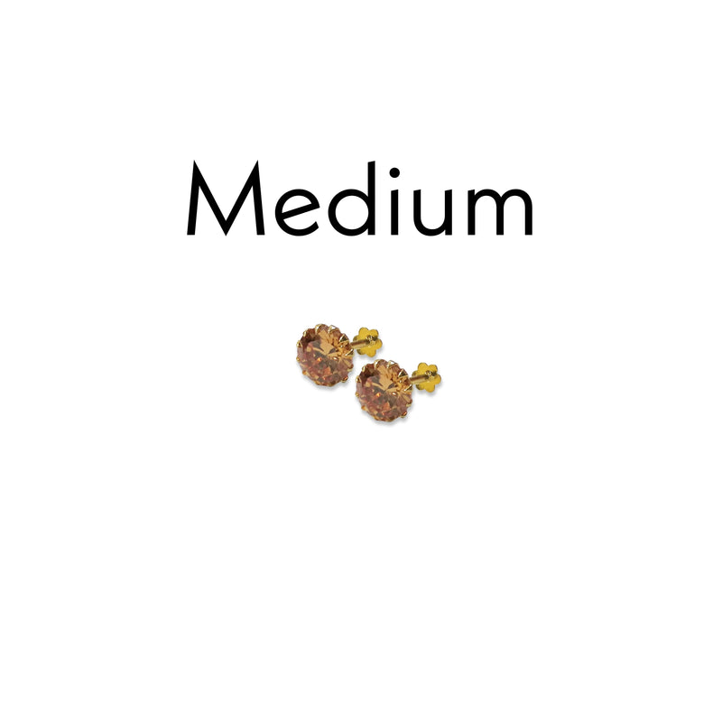Champagne Stone Stud Earrings (Gold Plated) 3Pairs