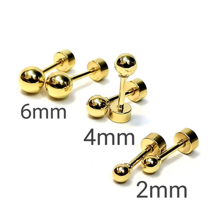 Mini Balls Stud Earrings set (Gold Plated) 3Pairs