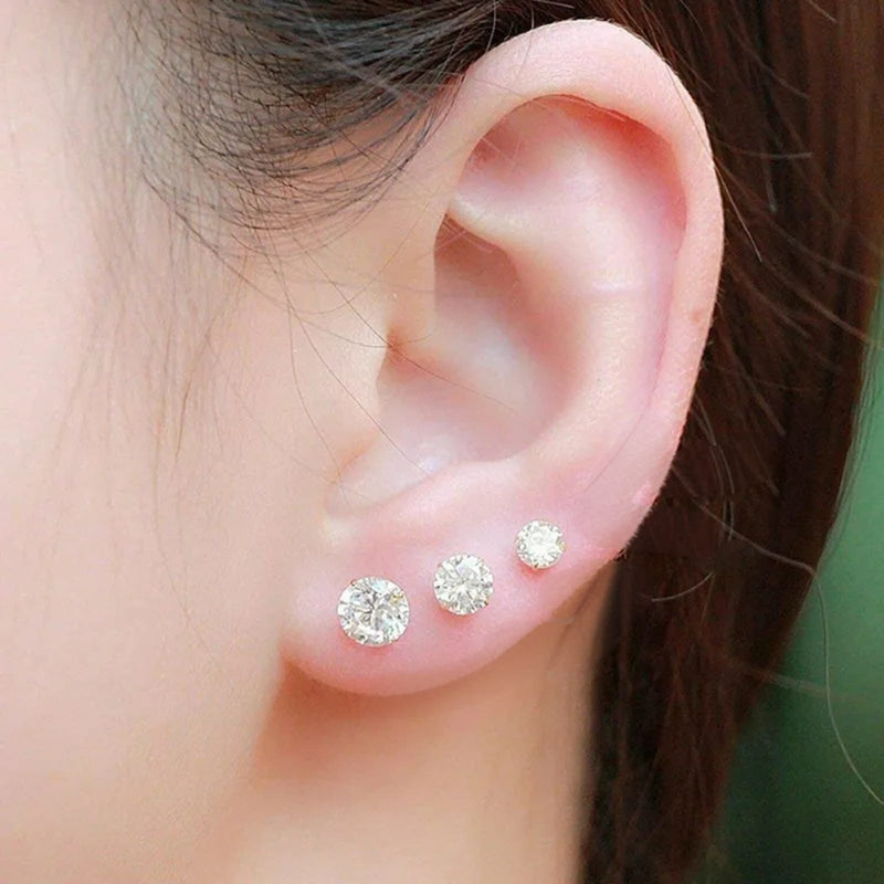 BLACK 3Pairs 100% Chandi Ear Studs/Tops Set