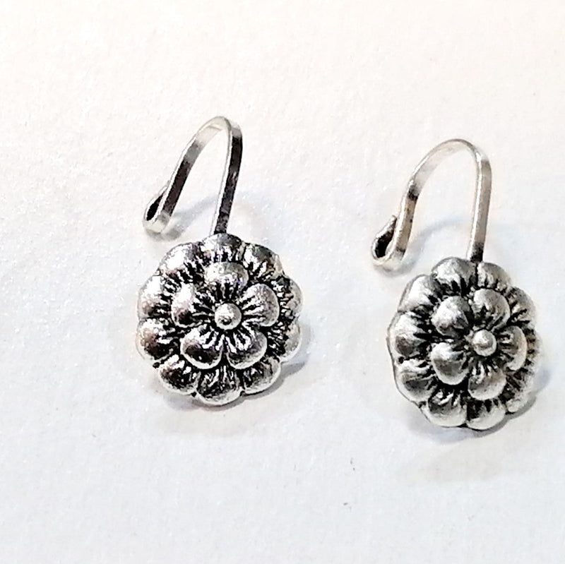 Oxidize Bubbly Flower NoseClip for Girls - Silver (1Pc)