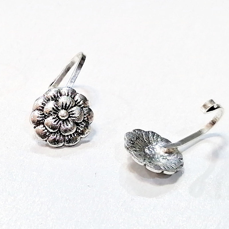 Oxidize Bubbly Flower NoseClip for Girls - Silver (1Pc)