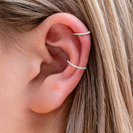Mini Twisted Silver hoop earrings 6mm 8mm 10mm (100% Chandi) 1Pair